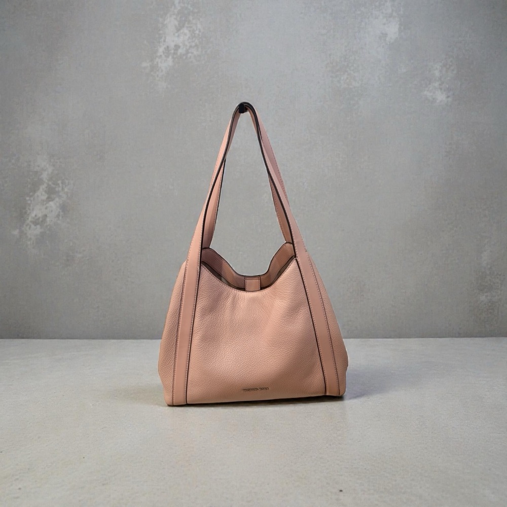 Michael Kors Rosemary LG Shoulder Bag Pink Pebbled Leather Tote Handbag